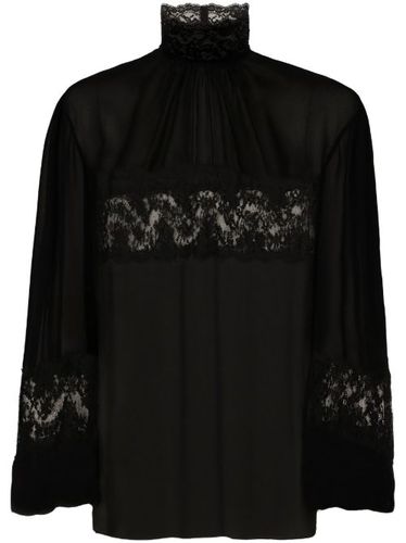 Blouse ornée de dentelle à col montant - Dolce & Gabbana - Modalova