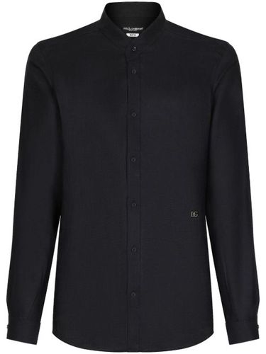 Chemise en lin à plaque logo - Dolce & Gabbana - Modalova