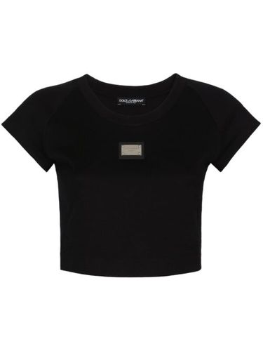 T-shirt crop à plaque logo - Dolce & Gabbana - Modalova