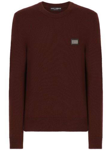 Pull en laine à plaque logo - Dolce & Gabbana - Modalova