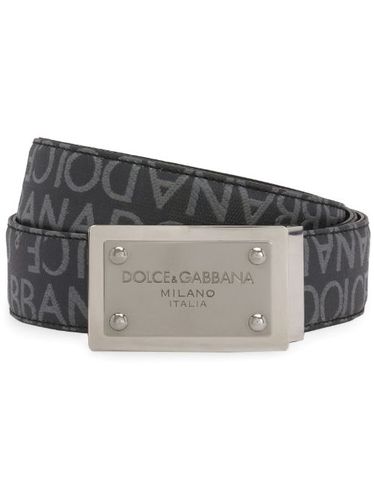 Ceinture en jacquard à plaque logo - Dolce & Gabbana - Modalova