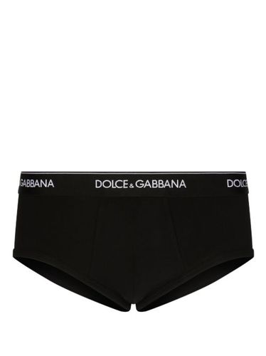 Slip en coton à taille à logo - Dolce & Gabbana - Modalova