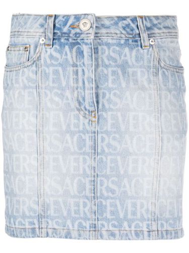 Minijupe Allover en denim - Versace - Modalova