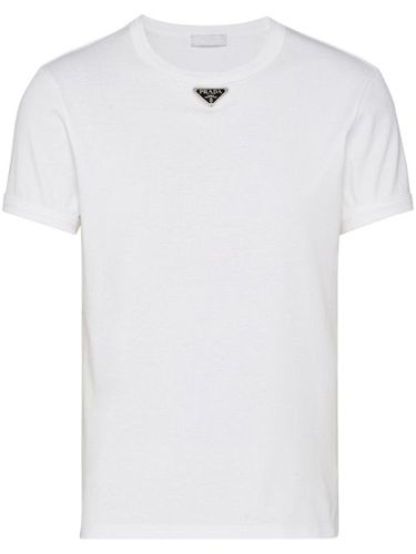 T-shirt en coton à logo triangulaire - Prada - Modalova