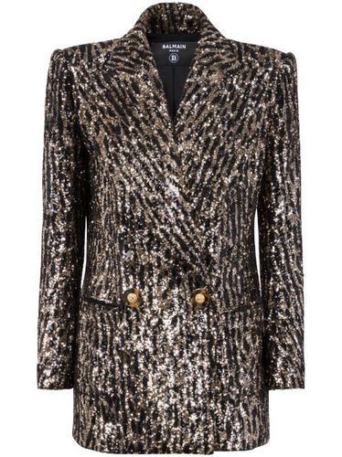 Manteau croisé à sequins - Balmain - Modalova