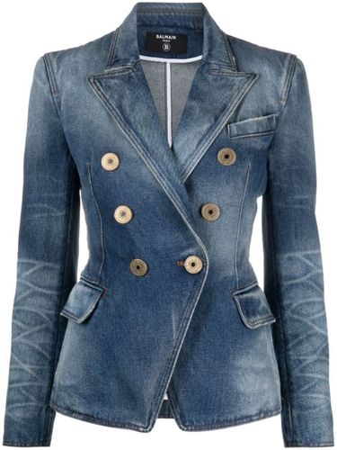 Veste en jean cintrée - Balmain - Modalova