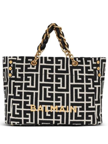 Sac cabas à plaque logo - Balmain - Modalova