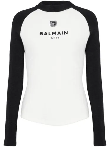 Haut en maille à logo brodé - Balmain - Modalova