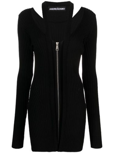 Robe en maille nervurée à col v - ANDREĀDAMO - Modalova