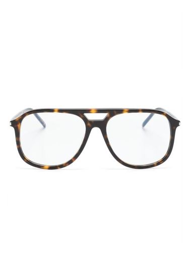 Lunettes de vue en écaille à monture pilote - Saint Laurent Eyewear - Modalova