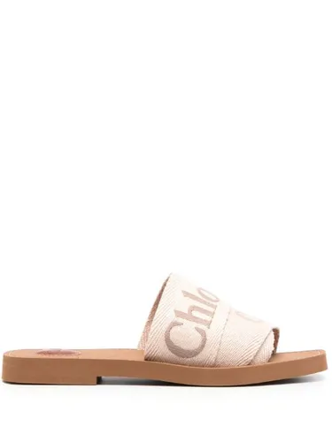 Sandales en cuir à logo brodé - Chloé - Modalova