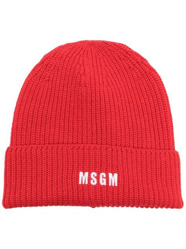 Bonnet en maille à logo brodé - MSGM - Modalova