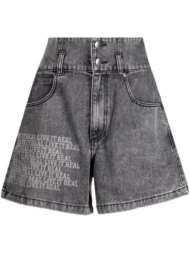 Short taille haute en jean à slogan imprimé - izzue - Modalova