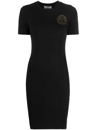 Robe V-Emblem à manches courtes - Versace Jeans Couture - Modalova