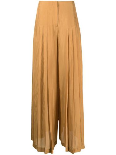 Pantalon ample en soie à design plissé - Alberta Ferretti - Modalova