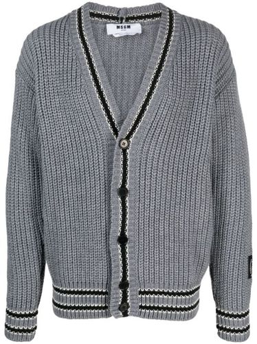 Cardigan boutonné à bords rayés - MSGM - Modalova