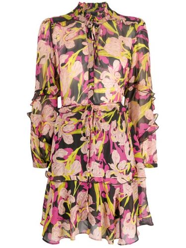 Robe courte volantée à fleurs - PINKO - Modalova