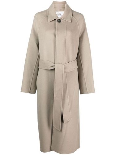 Manteau boutonné à taille ceinturée - AMI Paris - Modalova