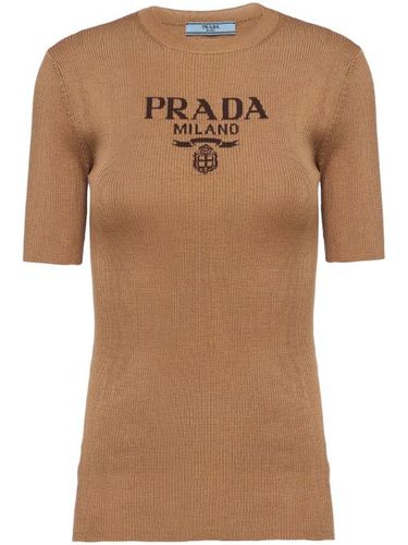 T-shirt en maille à logo - Prada - Modalova