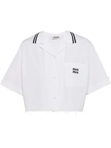 Chemise en popeline à logo imprimé - Miu Miu - Modalova