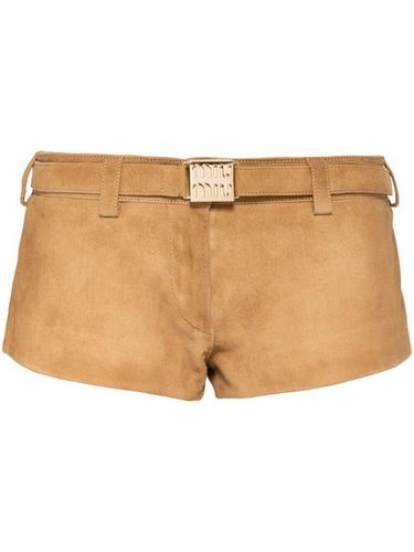 Short en daim à taille ceinturée - Miu Miu - Modalova