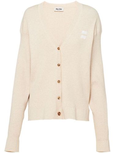 Cardigan à logo brodé - Miu Miu - Modalova