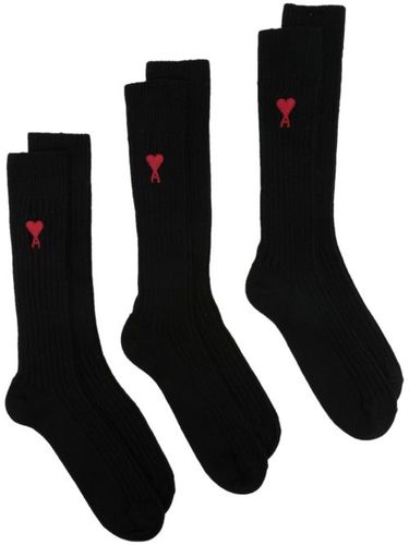 Lot de trois paires de chaussettes à logo intarsia - AMI Paris - Modalova