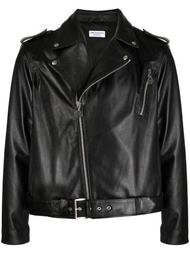Veste de moto en cuir à slogan imprimé - Honey Fucking Dijon - Modalova