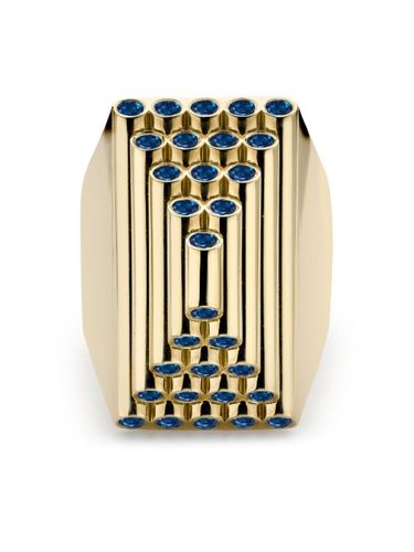 Bague Pyramid Sculptural en 18ct sertie de saphir - Pragnell - Modalova