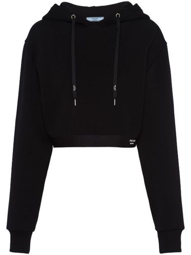 Hoodie crop à logo imprimé - Prada - Modalova