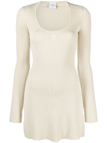 Robe en maille nervurée à logo brodé - Courrèges - Modalova