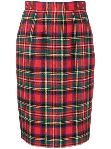 Jupe crayon à motif tartan - Saint Laurent - Modalova