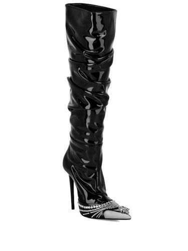 Bottines en cuir verni à ornements en cristal - Philipp Plein - Modalova