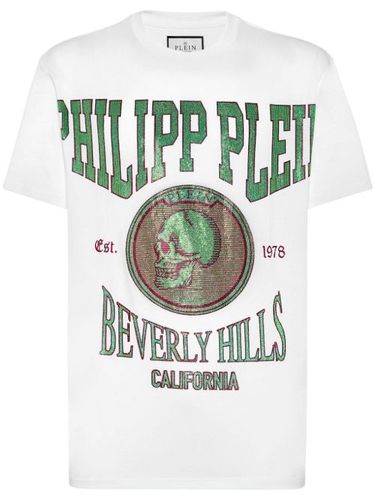 T-shirt en coton à ornements en cristal - Philipp Plein - Modalova