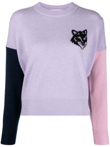 Pull Fox Head en laine à design colour block - Maison Kitsuné - Modalova