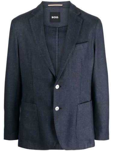 Blazer boutonné à revers crantés - BOSS - Modalova