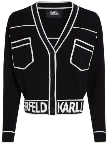 Cardigan crop à logo en intarsia - Karl Lagerfeld - Modalova