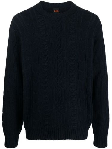 Pull en maille torsadée à col rond - BOSS - Modalova