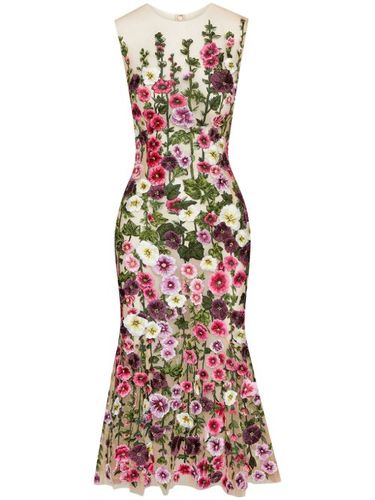 Robe mi-longue à fleurs brodées - Oscar de la Renta - Modalova