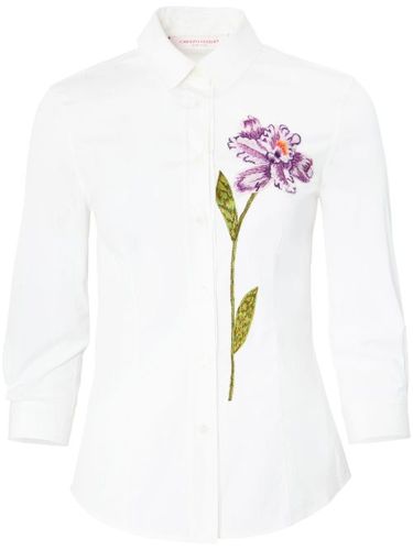 Chemise en coton à fleurs brodées - Carolina Herrera - Modalova