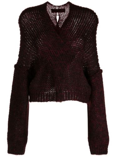 Pull en maille ajourée à col v - Isabel Benenato - Modalova