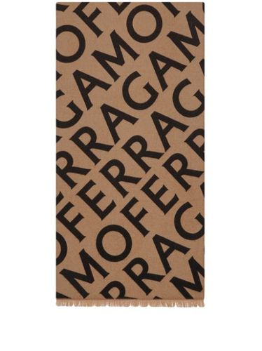 Écharpe frangée à logo en intarsia - Ferragamo - Modalova