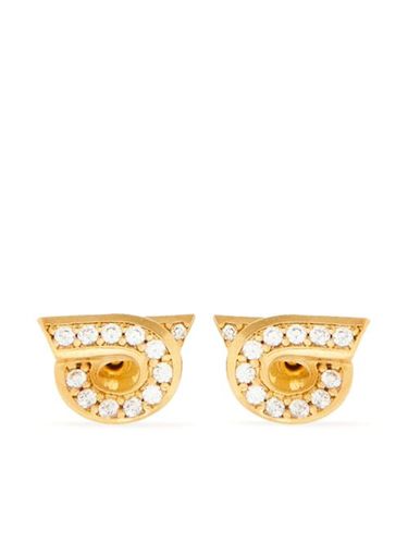 Boucles d'oreilles Gancini à ornements strassés - Ferragamo - Modalova