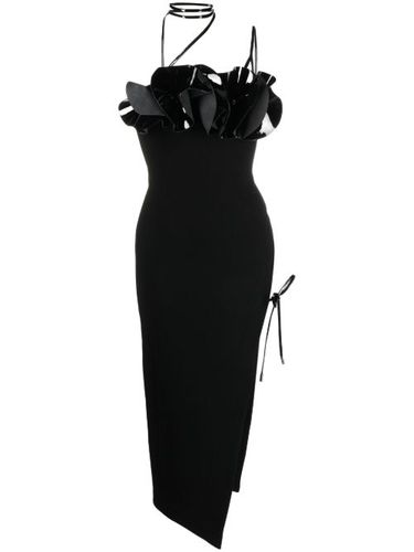 Robe mi-longue en laine à fleurs appliquées - David Koma - Modalova