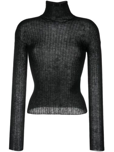 Pull en maille nervurée à col montant - Saint Laurent - Modalova