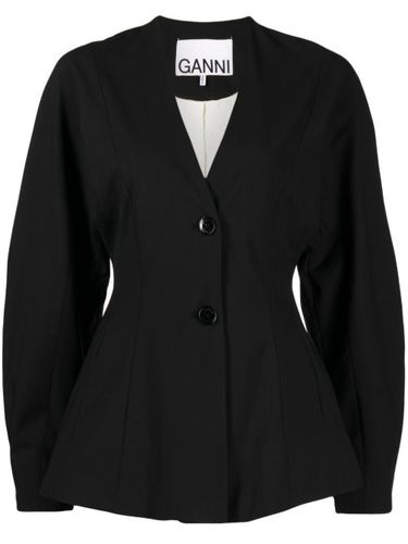 Blazer boutonné à col v - GANNI - Modalova
