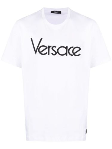 T-shirt en coton à logo brodé - Versace - Modalova