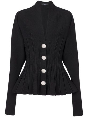 Cardigan nervuré à plis - Balmain - Modalova