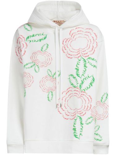 Hoodie en coton à rose imprimée - Marni - Modalova