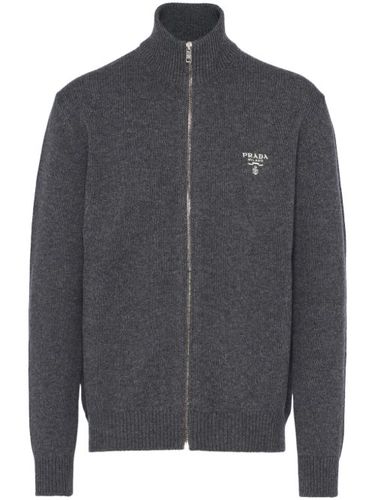 Sweat zippé à logo brodé - Prada - Modalova